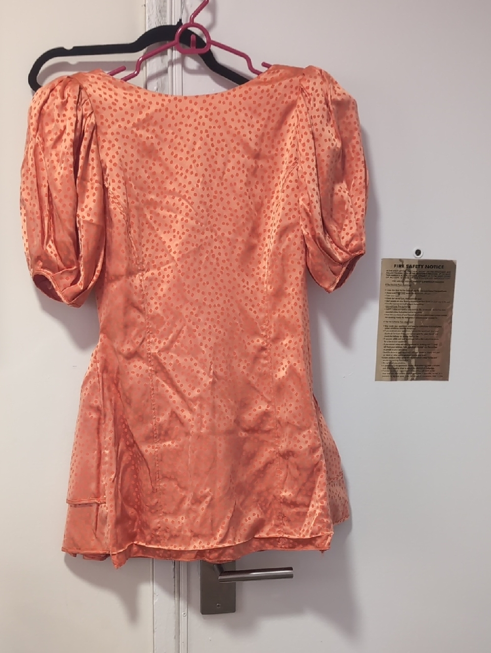 Ronny kobo Coral Satin Puff Sleeve Mini Dress